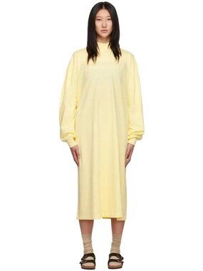 Fear of God ESSENTIALS Canary Yellow Long Sleeve Midi Dress Women S NWOT